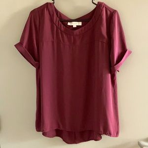 Flattering high low cuff sleeved blouse